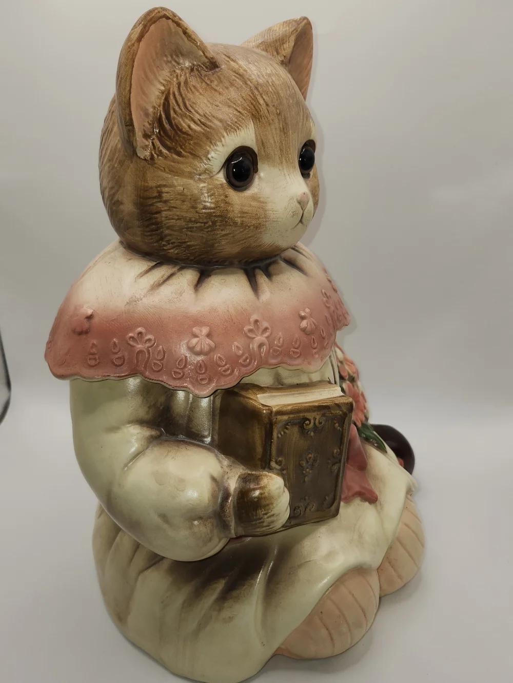 VTG 1980s Emily The Cat Ceramic Cookie Jar Glass Eyes Japan Mervyns Kitsch/EUC